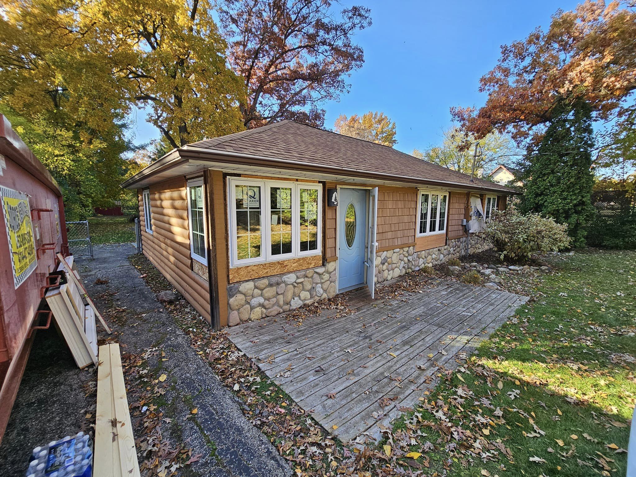 Burlington home during the exterior refresh with new windows installed